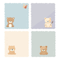 Obraz premium PNG Cute bear paper notes illustration, transparent background set