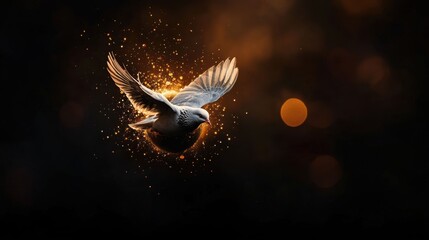 Fototapeta premium Peace dove, soaring above globe,