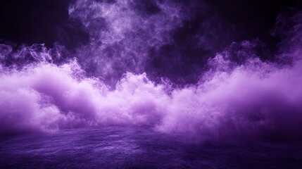 Obraz premium Ground purple fog background, 3d rendering. Smoke cloud scene neon light. Spooky dark magic haze. Panoramic view of the abstract fog.