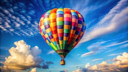 Fototapeta premium A colorful hot air balloon floating in the sky during a festival, adventure, travel, flying, freedom, sky, leisure