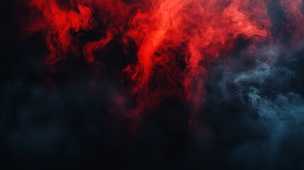 Fototapeta premium grunge dark horror black background with bright red mist smoke halloween goth design