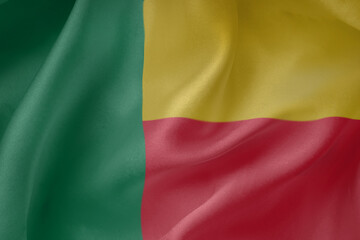 Benin waving flag close up fabric texture background