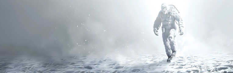 Wearing thick clothing and carrying a backpack and alpine sticks, a mountain with white in background