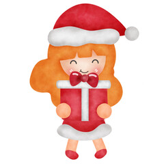 Christmas Cartoon Little Girl.