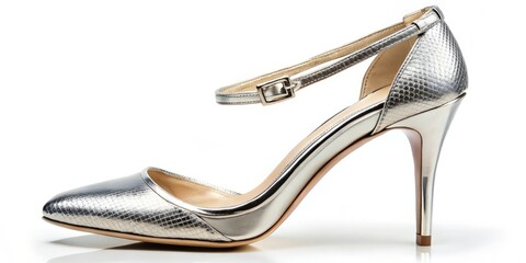 Elegant silver stiletto shoes with ankle straps Luxury minimalist architectural design sleek high heels evening wear dressy cocktail party glamour fashionbrand 