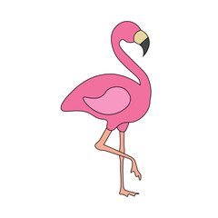 Flamingo isolated on white background. Vector illustration, suitable for children's books