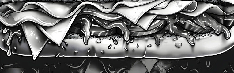 The sandwich with white and black color in the background