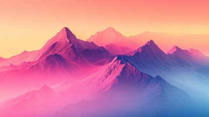 Fototapeta premium A mountain range outline with a gradient fill, offering a contemporary and versatile design with room for messaging.