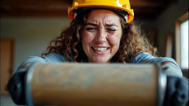 women in construction, construction vehicles, yellow trucks, female driver, safety gear, orange vests, hard hats, blue jeans, gray shirts, sunny days, clear skies, golden hour, warm light, candid phot