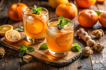 Ginger Zinger Refreshes Moody Nighttime Recipes Citrusy Fruity Tonic Spicy Fizzy Vibrant Orange Colorful Mood Boosting Energizing Cool Beverages Sparkling Sipper Ginger Spice Up Your Day