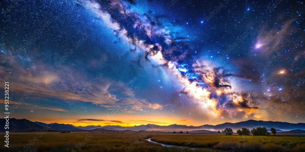 Canvas Prints Beautiful starry sky with a mesmerizing landscape, starry, sky, landscape, beautiful, stars, night, nature, astronomy