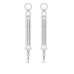 Illustration of Double Spring Scales with Hooks