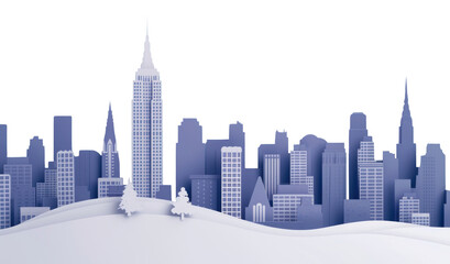 Fototapeta premium PNG Winter cityscape border, transparent background