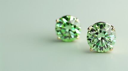 Fototapeta premium Green diamond earring for women : Jewelry. AI Generative.