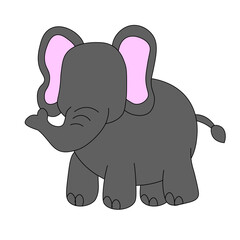 Elephant isolated on white background. Vector illustration, suitable for children's books