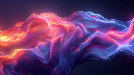 Obraz premium Fluid 3D geometric shape for poster design. Black abstract form and colorful lines in glass morphism style. Vector template design