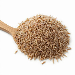 Macro shot of psyllium husk, isolated on white background.