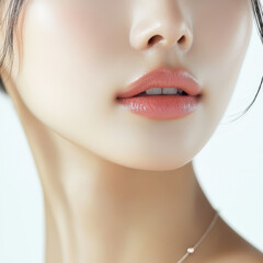 Obraz premium Asian Beauty Closeup with Cherry Lips