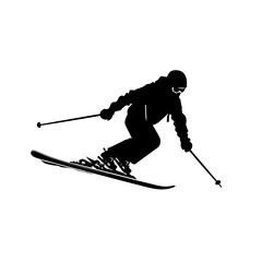 vector silhouette of a Skiing