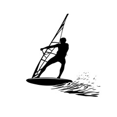 vector silhouette of a Windsurfing