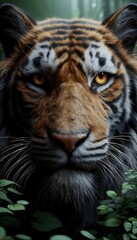 Fototapeta premium A photorealistic close-up of a tiger's face