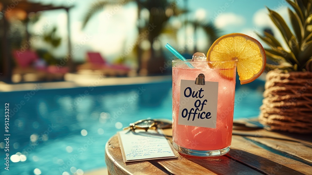 Poster a poolside setup with a 