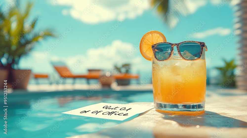 Poster a poolside setup with a 
