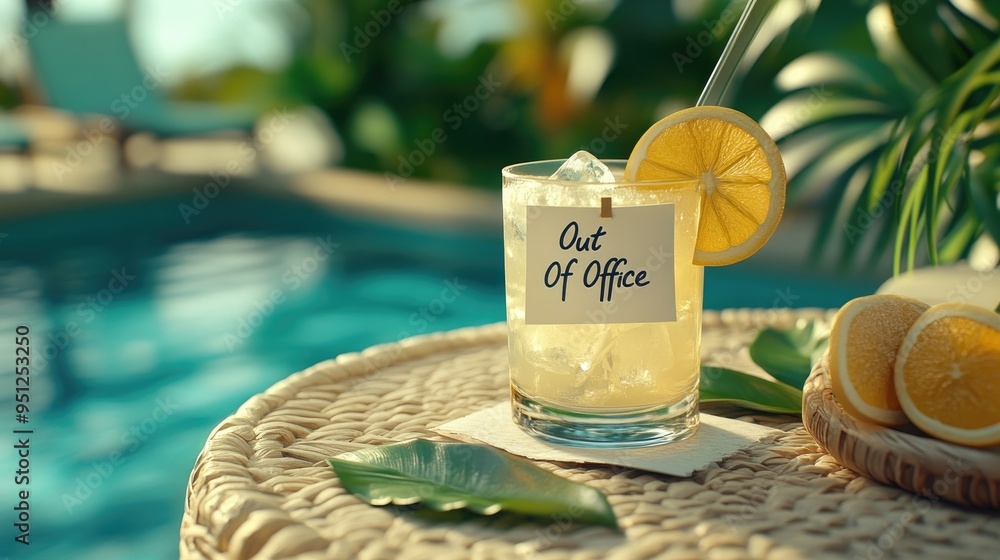 Poster a poolside setup with a 