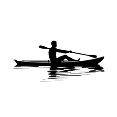 vector silhouette of a Rowing