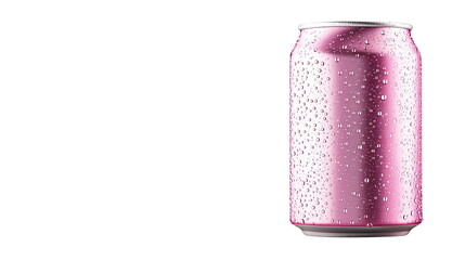 Classic Pink Soda Can with Condensation, soda, can, pink, classic, condensation, droplets, surface, clean, white, studio, background