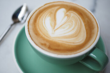 Coffee cup on wood table 