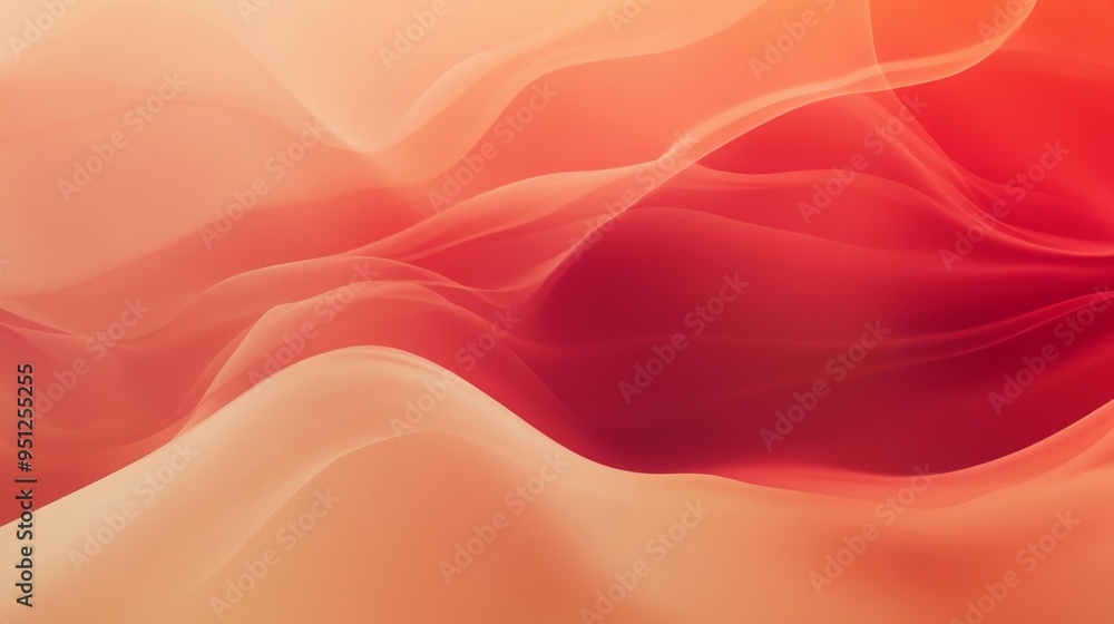 Poster an abstract gradient background featuring a transition from deep red to soft peach, with smooth, flo
