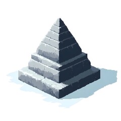 Solitary Gray Hexagonal Pyramid Against Pristine White Backdrop