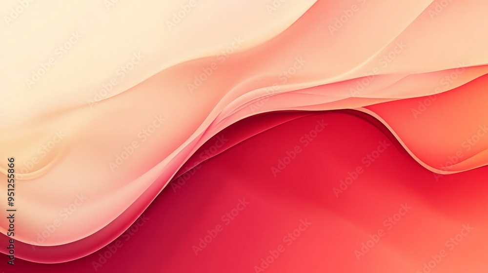 Poster an abstract gradient background featuring a transition from deep red to soft peach, with smooth, flo