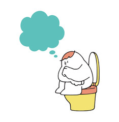 トイレの便座に座って何か考えるヒト