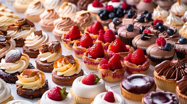 A mouthwatering array of different desserts and pastries