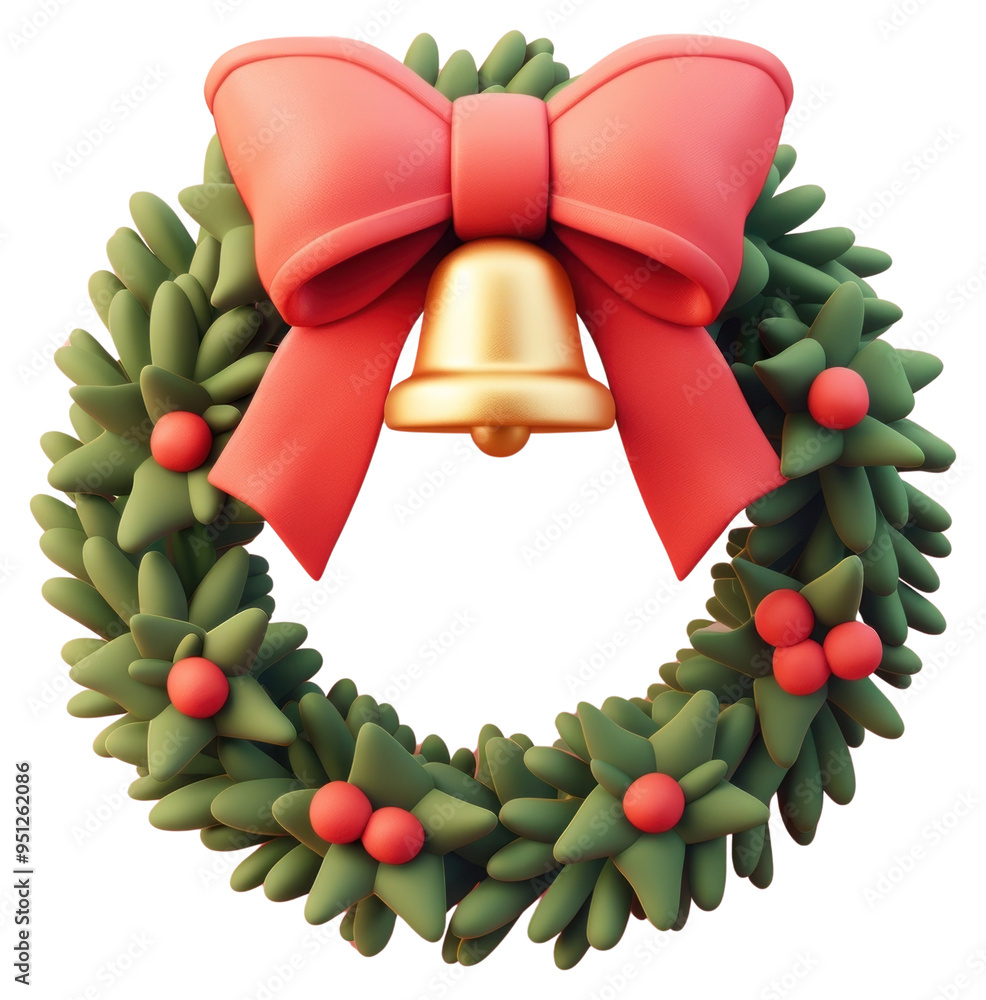 Poster PNG Festive wreath with bell