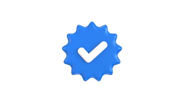 verification icon animation concept of blue tick mark profile verified icon animation 3d render