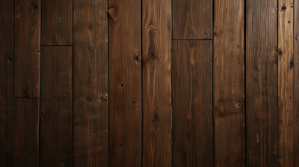 Fototapeta premium Fond de planche de bois marron foncé, papier peint. Vieux fond en bois texturé foncé grunge, la surface de la vieille texture de bois brun, vue de dessus lambris en bois de pin brun. 