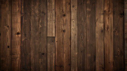 Fototapeta premium Fond de planche de bois marron foncé, papier peint. Vieux fond en bois texturé foncé grunge, la surface de la vieille texture de bois brun, vue de dessus lambris en bois de pin brun. 