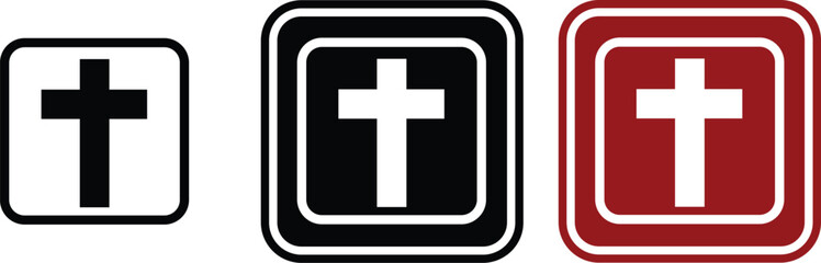 Obraz premium icon Church sign black outline for web site design and mobile dark mode apps Vector illustration on a white background