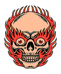 Obraz premium burning skull tattoo design