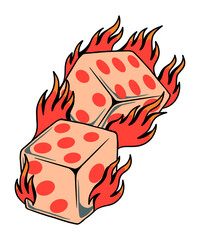flaming dice tattoo design