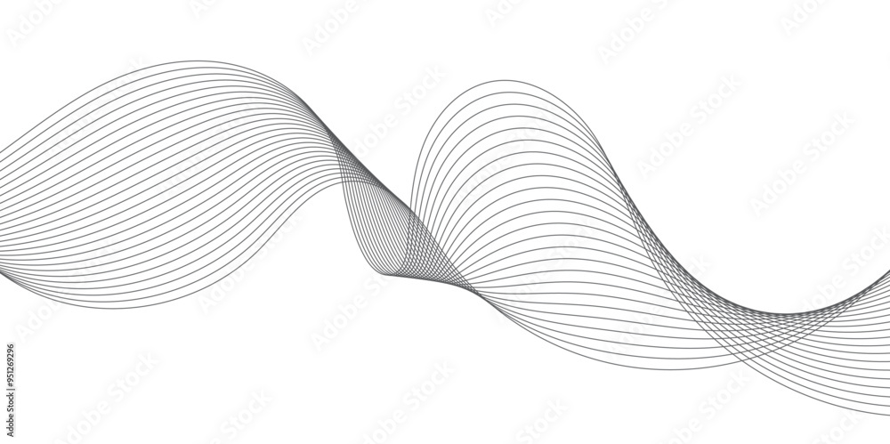 Poster abstract frequency sound wavy, twisted curve lines with blend effect. technology abstract wavy curve