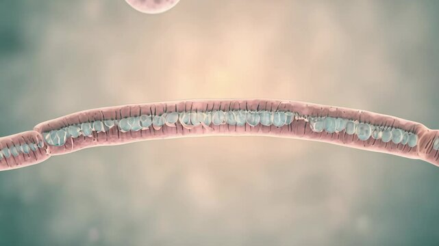 Explore the intricate structure of human intestinal lining through a detailed animation of its cellular composition
