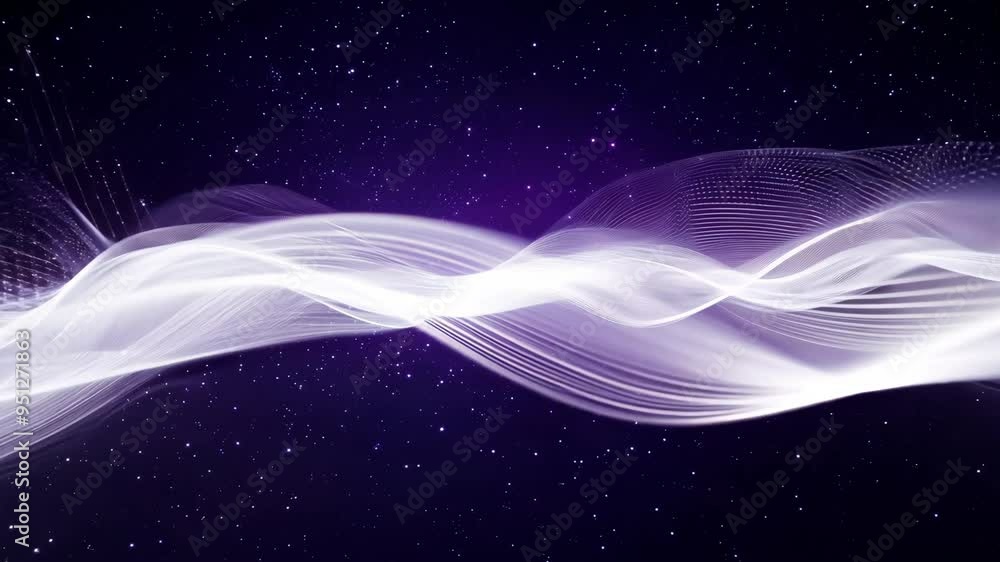 Poster exploring the mesmerizing patterns of sound waves in a cosmic environment at night