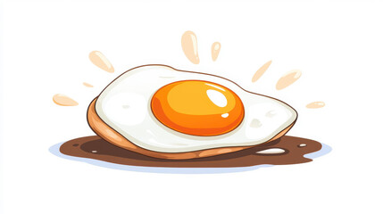 Bright and fun cartoon icon of a fried egg, perfect for breakfast themes, featuring a flat design and lively textures.