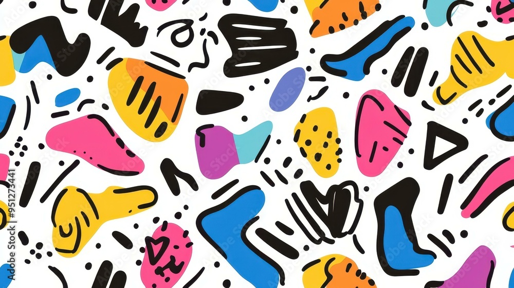 Poster dive into a funky retro vibe with this colorful scribble pattern. perfect for any creative project n