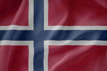 Fototapeta premium Norway waving flag close up fabric texture background