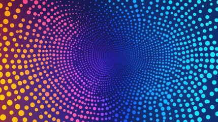 Vibrant radial halftone gradient background with colorful dotted circles, perfect for modern designs and artistic projects.